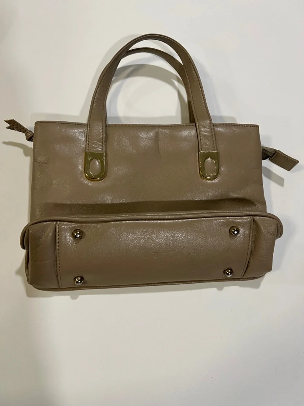 Ganson‎ - 80s/90s Top-Handle Tote Bag in Taupe Beige